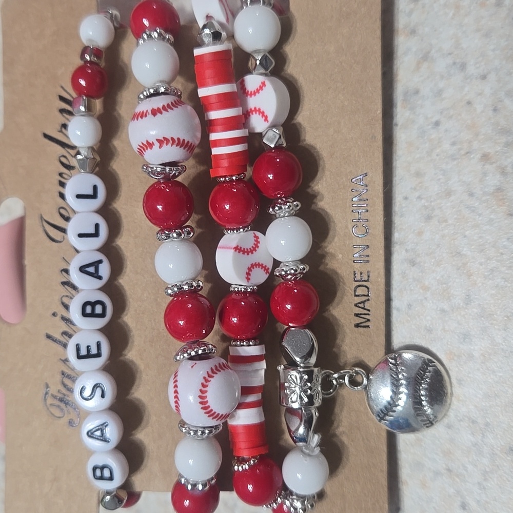 Set of 4 Stretchy Bracelets-Baseball